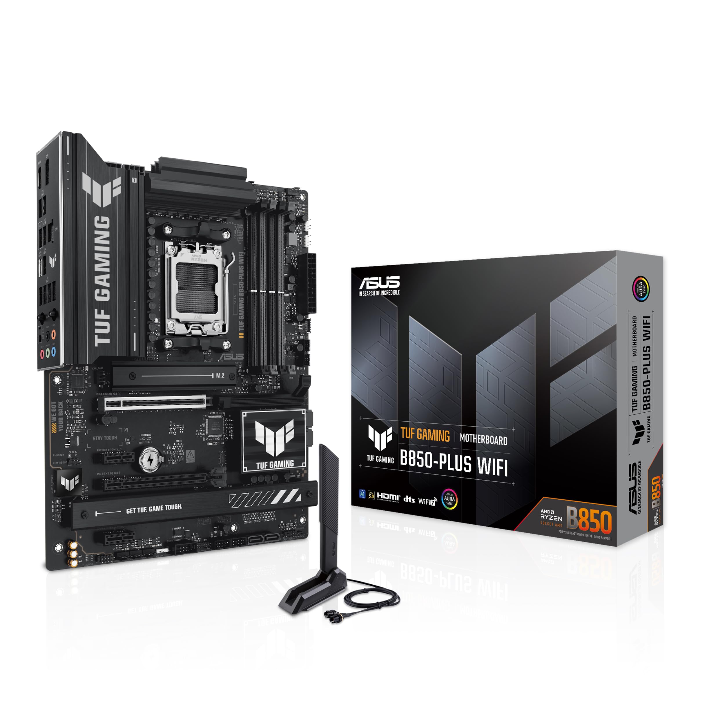 ASUS TUF GAMING B850-PLUS WIFI AMD ATX motherboard, 14+2+1 80A DrMOS power stage