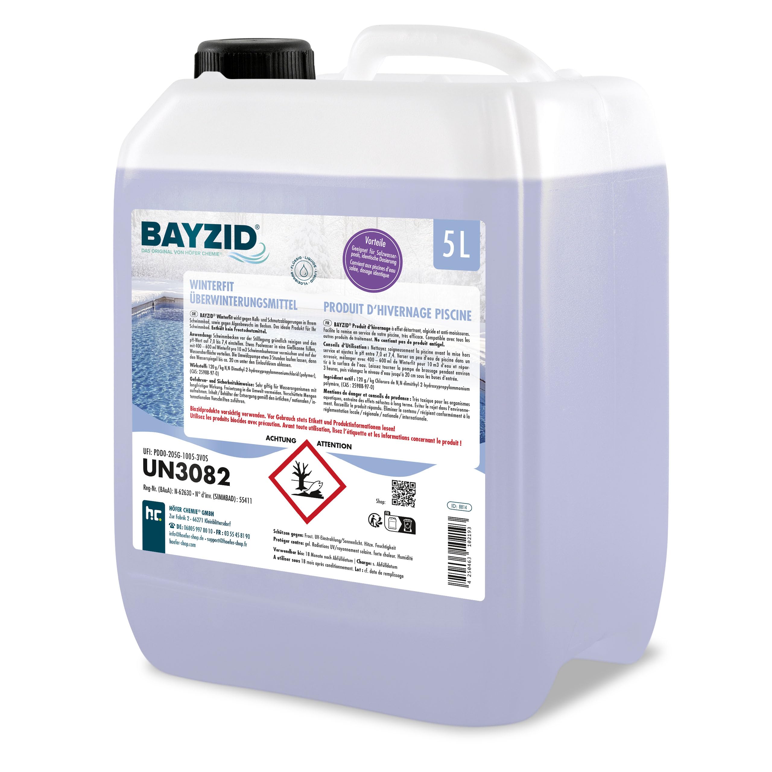 Bayzid Swimming Pool Winter Cleaner (1 x 5 L) - Powerful Algae Control | Descali