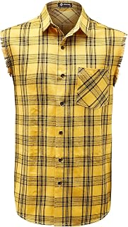 Sleeveless Plaid Front Shirt for Men,Cowboy Button Down Shirts