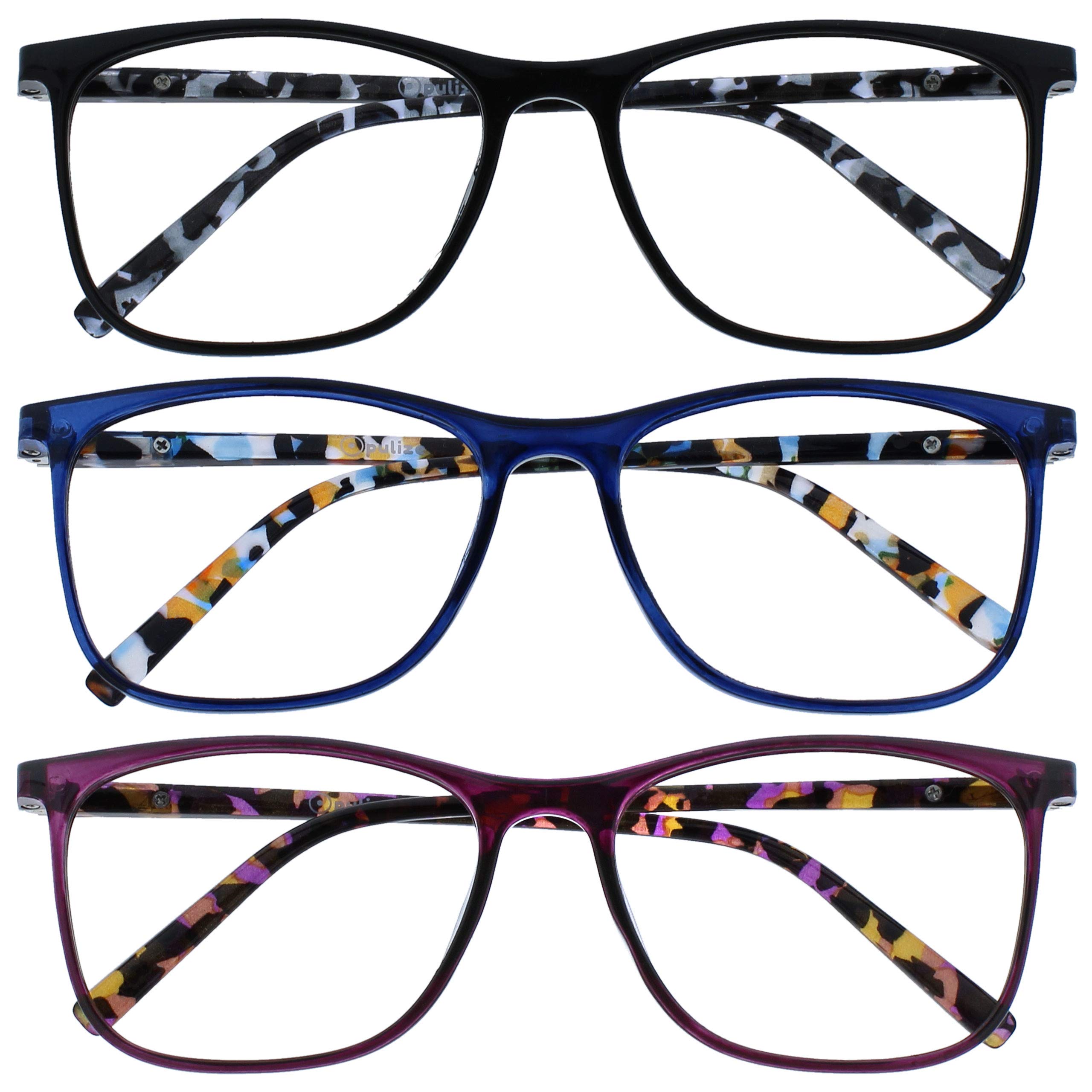 OPULIZE ARC Large Reading glasses for Women Men,Scratch Resistant Rectangular fr