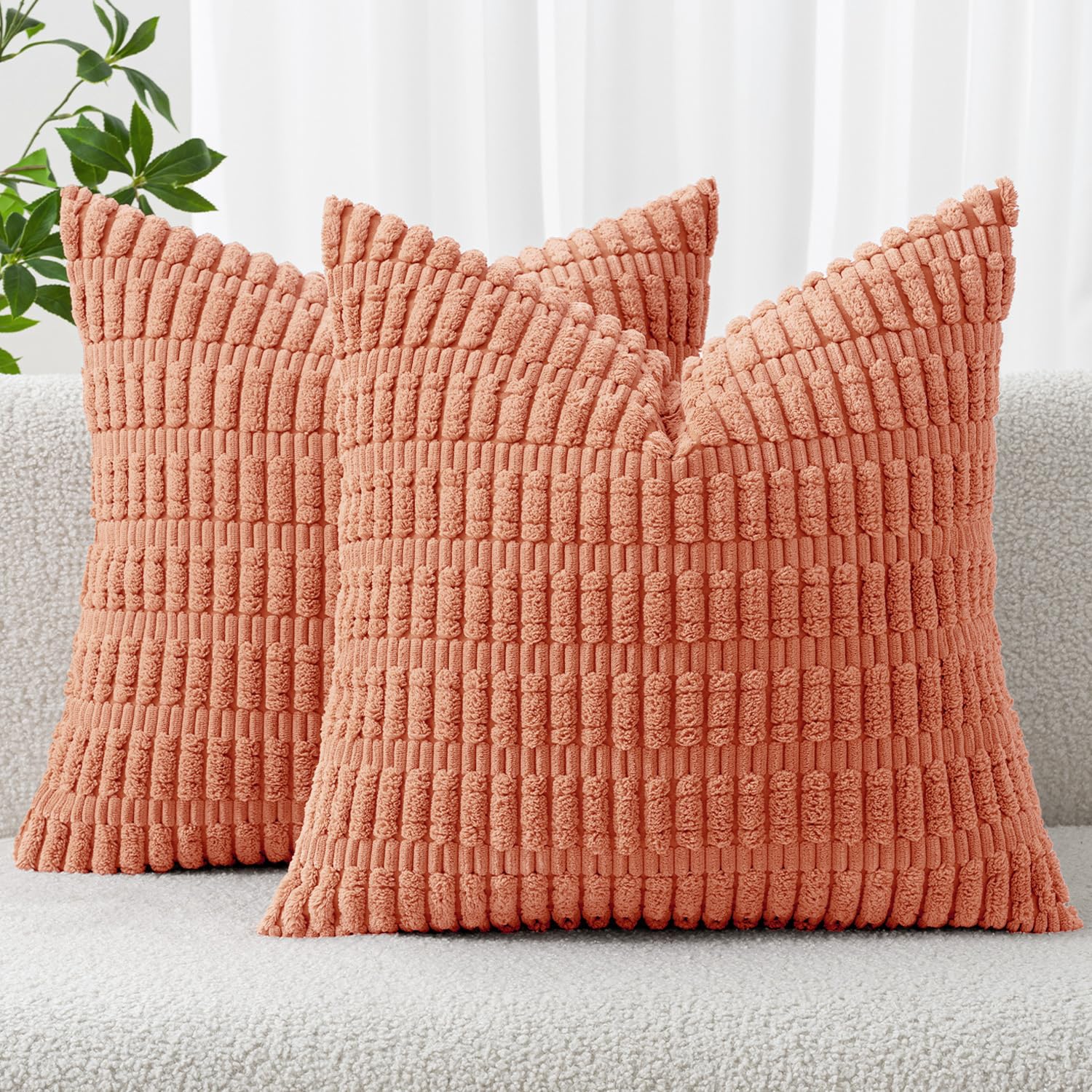 MIULEE Decorative Corduroy Cushion Covers 18 x 18 Inch Soft Bohemian Stripe Pill