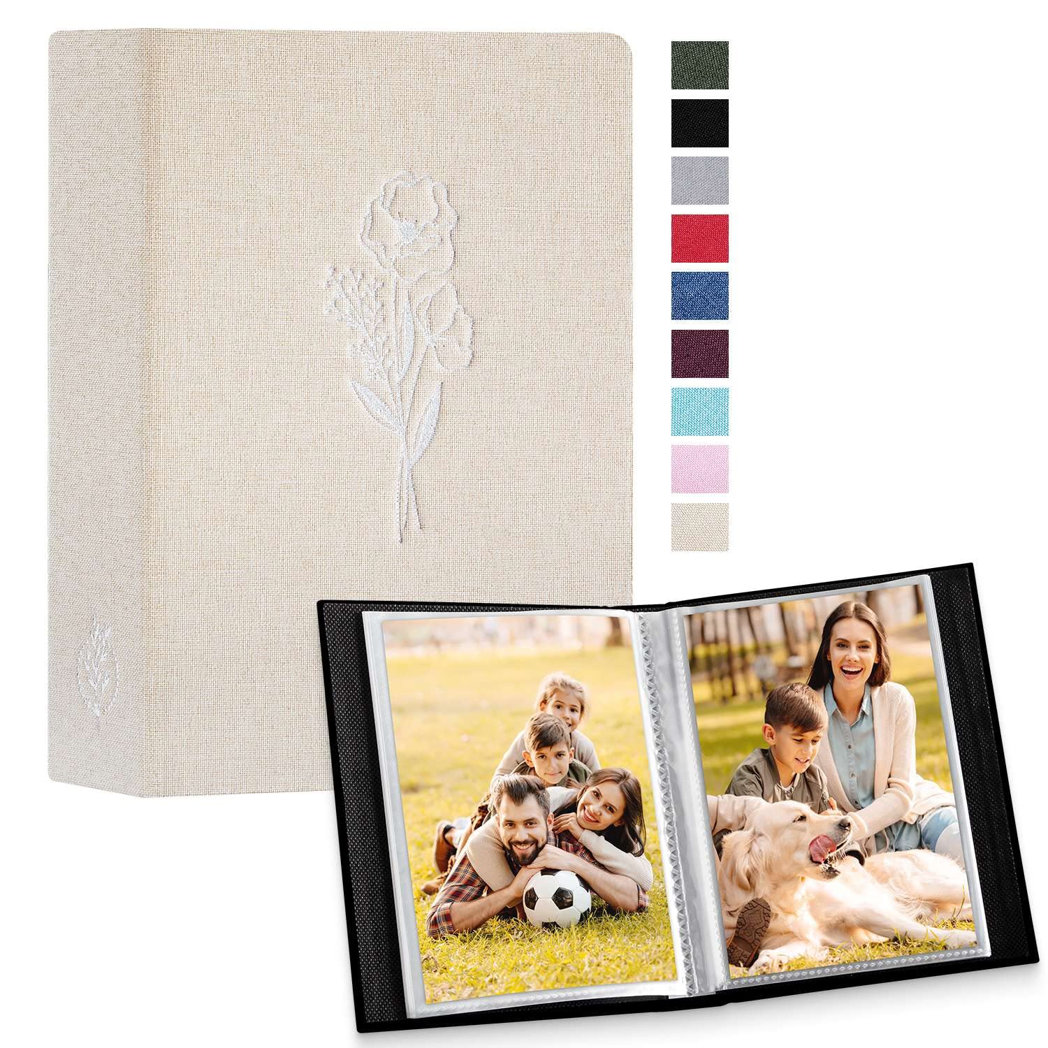 Lanpn Photo Album 4x6 50 Pictures 2 Packs, Small Mini Capacity Linen Photo Book 