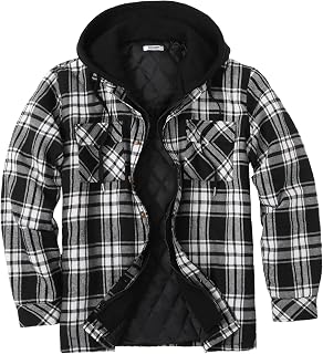 COOFANDY Men's Flannel Shirt Jacket Warm Quilted Lined Hooded Long Sleeve Plaid Shirt Jackets