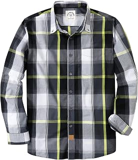 Dubinik® Men's Shirts Long Sleeve Plaid Button Casual Work