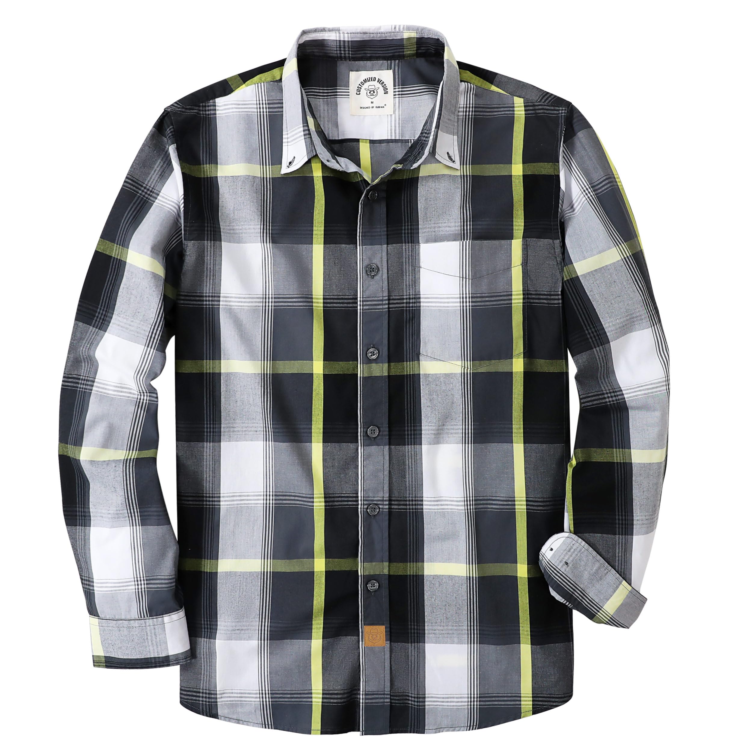 Dubinik® Men's Shirts Long Sleeve Plaid Button Casual Work