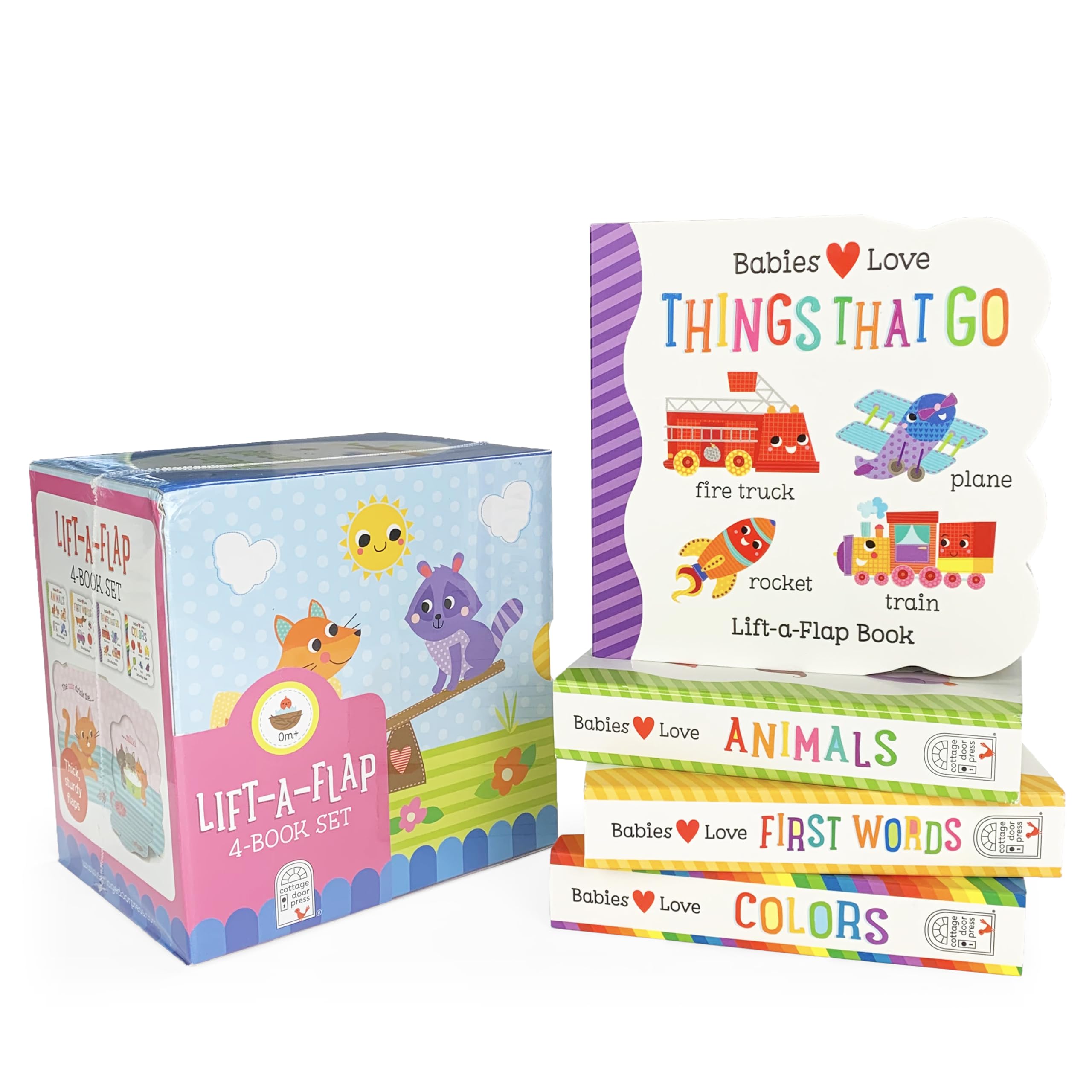 4 Pack Babies Love Learning Lift-a-Flap Boxed Set: First Words, Animals, Colors,