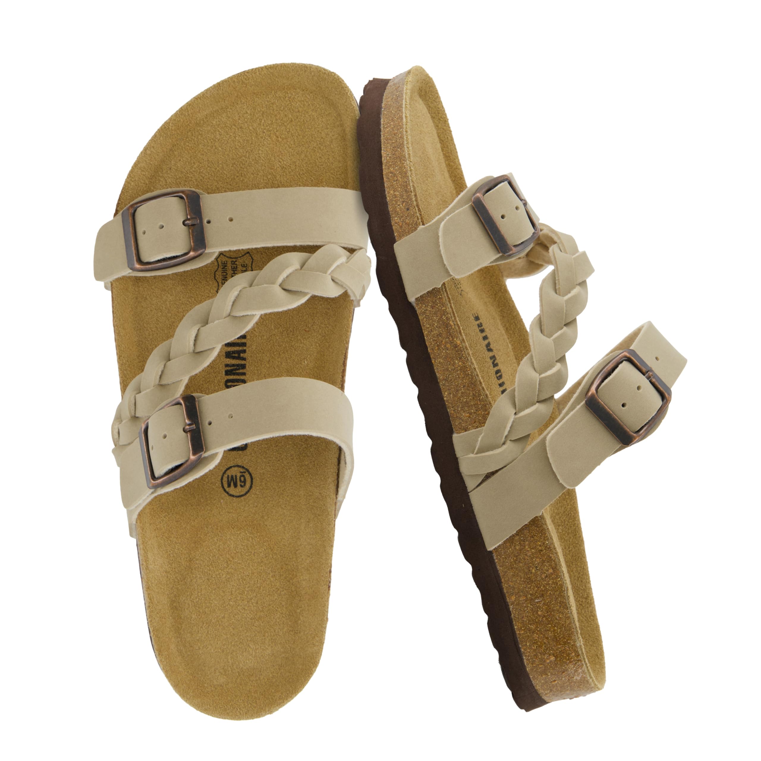 CUSHIONAIRE Lizzy Cork Footbed Womens Sandals - Comfortable Braided Summer Slip 