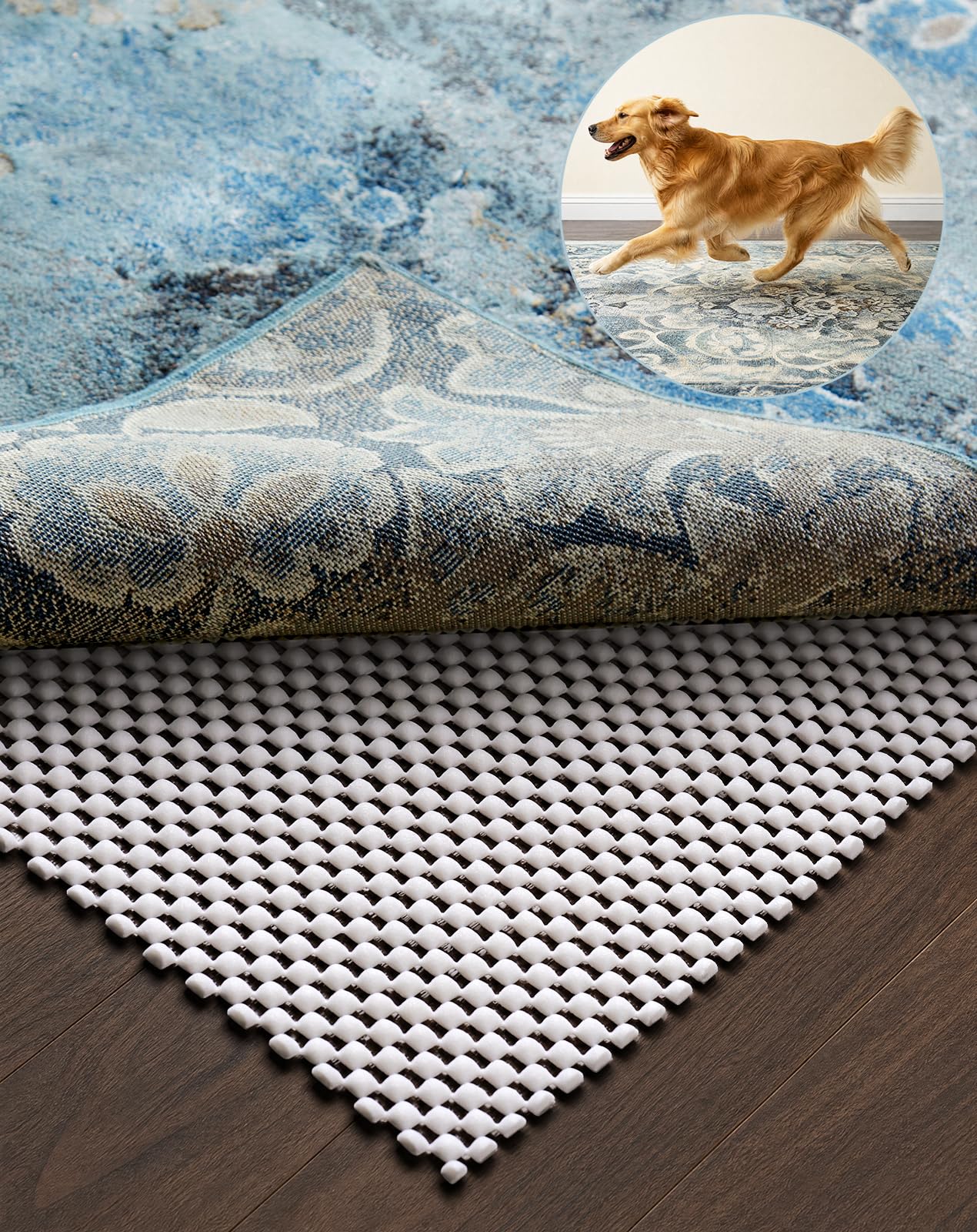 Veken Non Slip Rug Pad Gripper for Hardwood Floors, Strong Anti Slip and Skid Ma