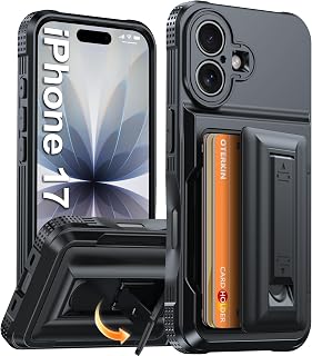 Oterkin for iPhone 17 Wallet Case | 4-5 Card Holder | Stand, Black 6.3"