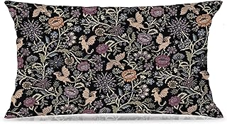 Dark Fantasy Floral Dragon Throw Pillow Cover 12x20 Double-Sided, Withy Gothic Black Purple Botanical Decorative Lumbar Pillow Cover Case for Home Living Room Bedroom