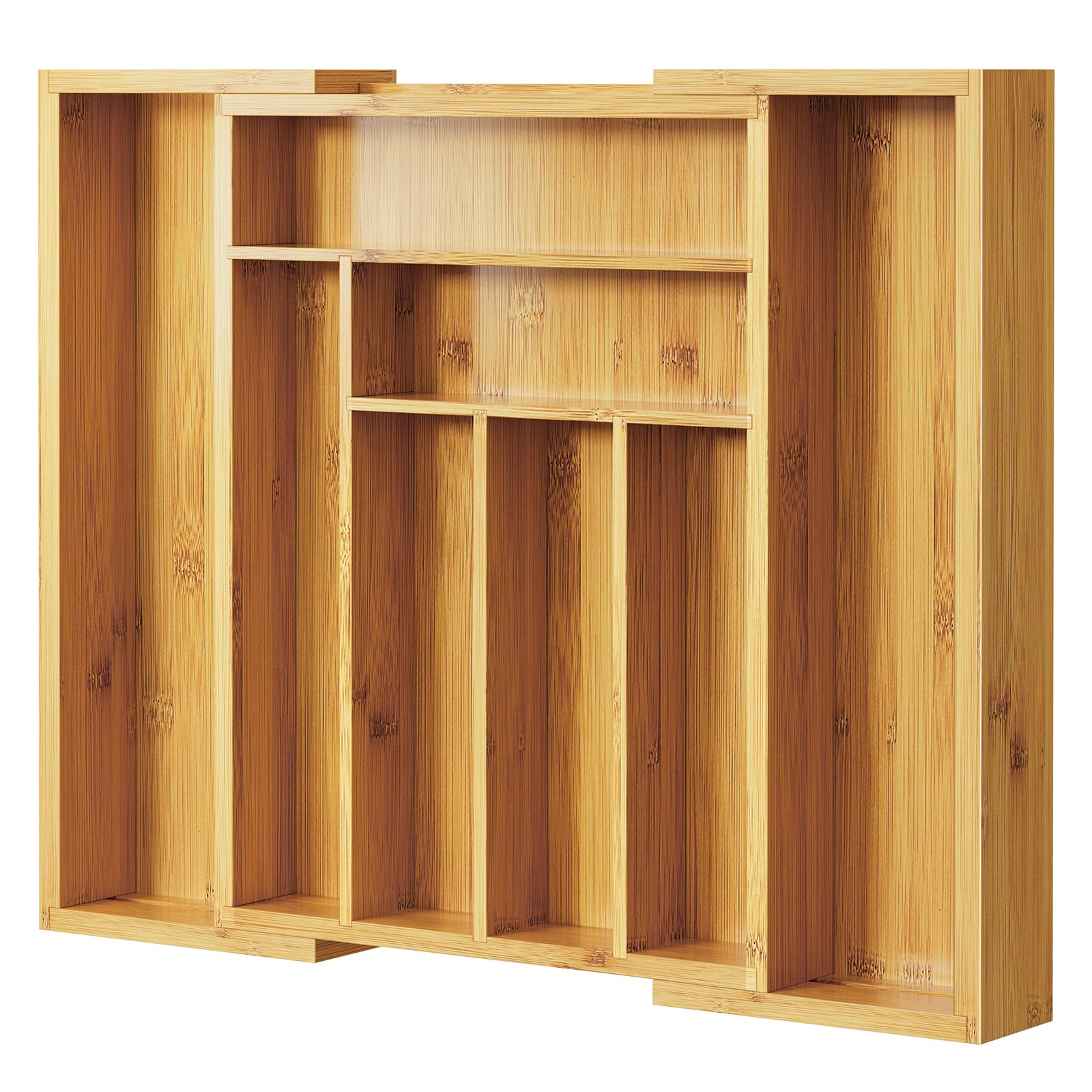 Pipishell Expandable Bamboo Silverware Organizer, Large Kitchen Drawer Tray | Ad
