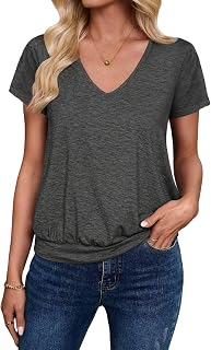 Sialois 半袖 レディース Tシャツ Vネック トップス ファッション バンド付き ボトム トップス 夏 春 衣装 ビーチ バケーション 服 2026