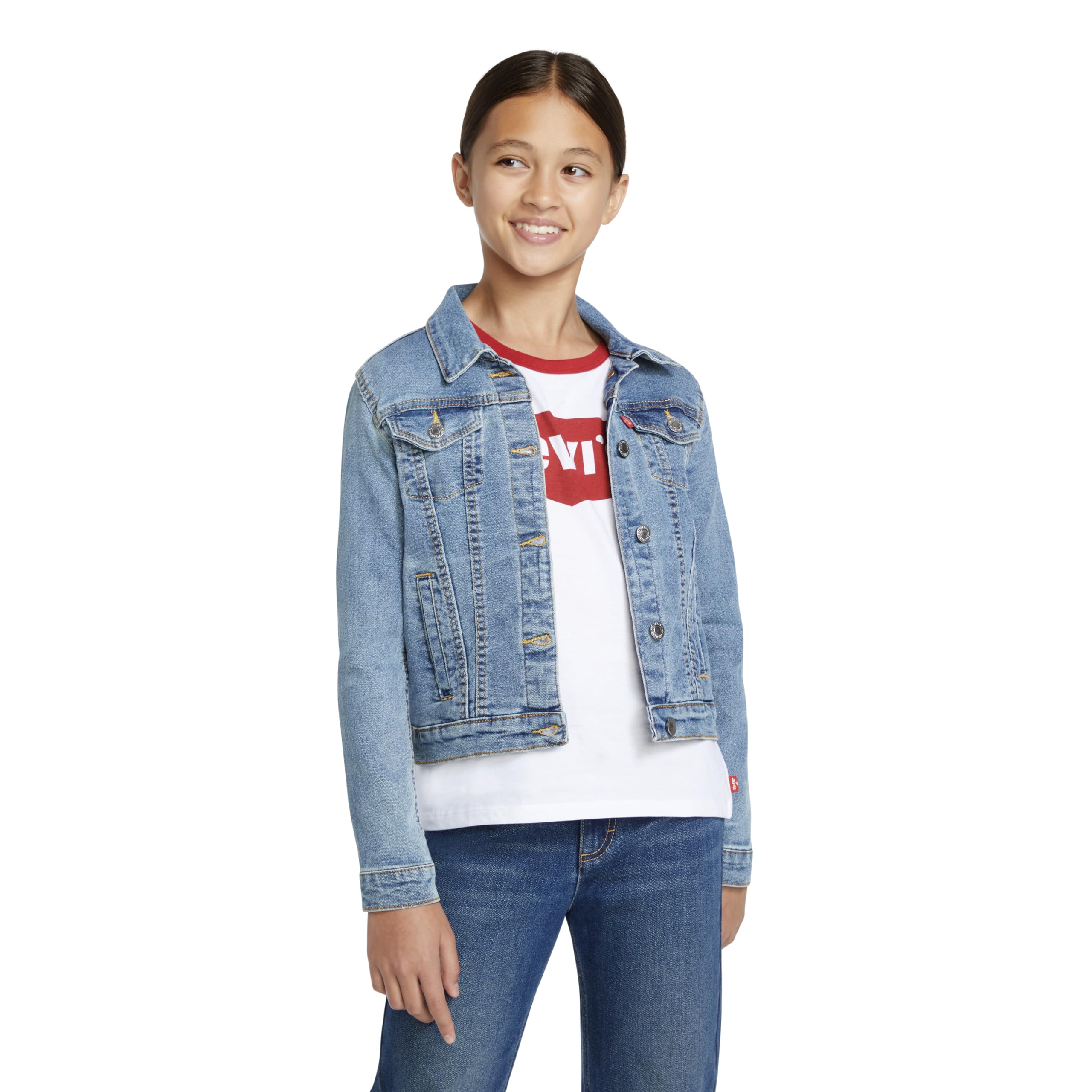 Levi'S Kids Stretch Trucker Jacket for Girls and Girls, 2-8 Years