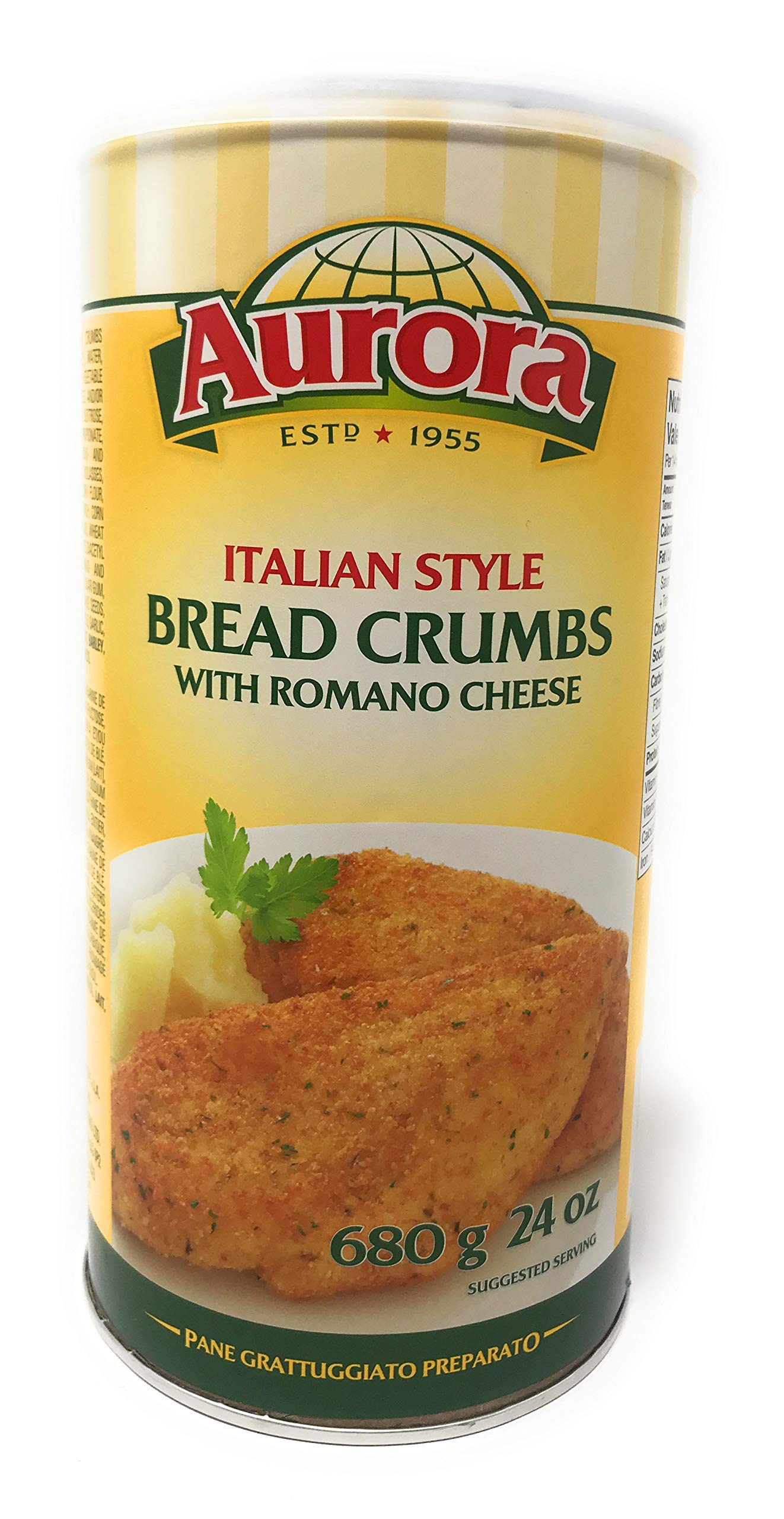 Aurora Italian Style Bread Crumbs with Romano Cheese - 680 Gram tin with reseala