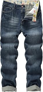 MZNBURAM Mens Denim Jeans Non Stretch Regular Fit Straight Leg Denim Pants