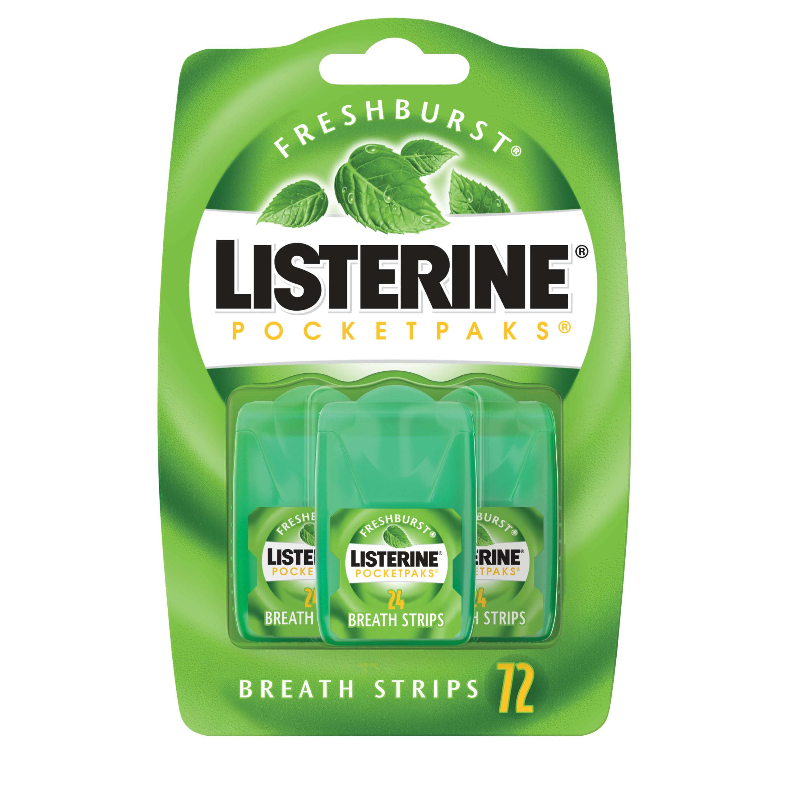 Listerine PocketPaks Breath Strips, Freshburst, 24 ct, 3 Pack | Dissolving Oral 