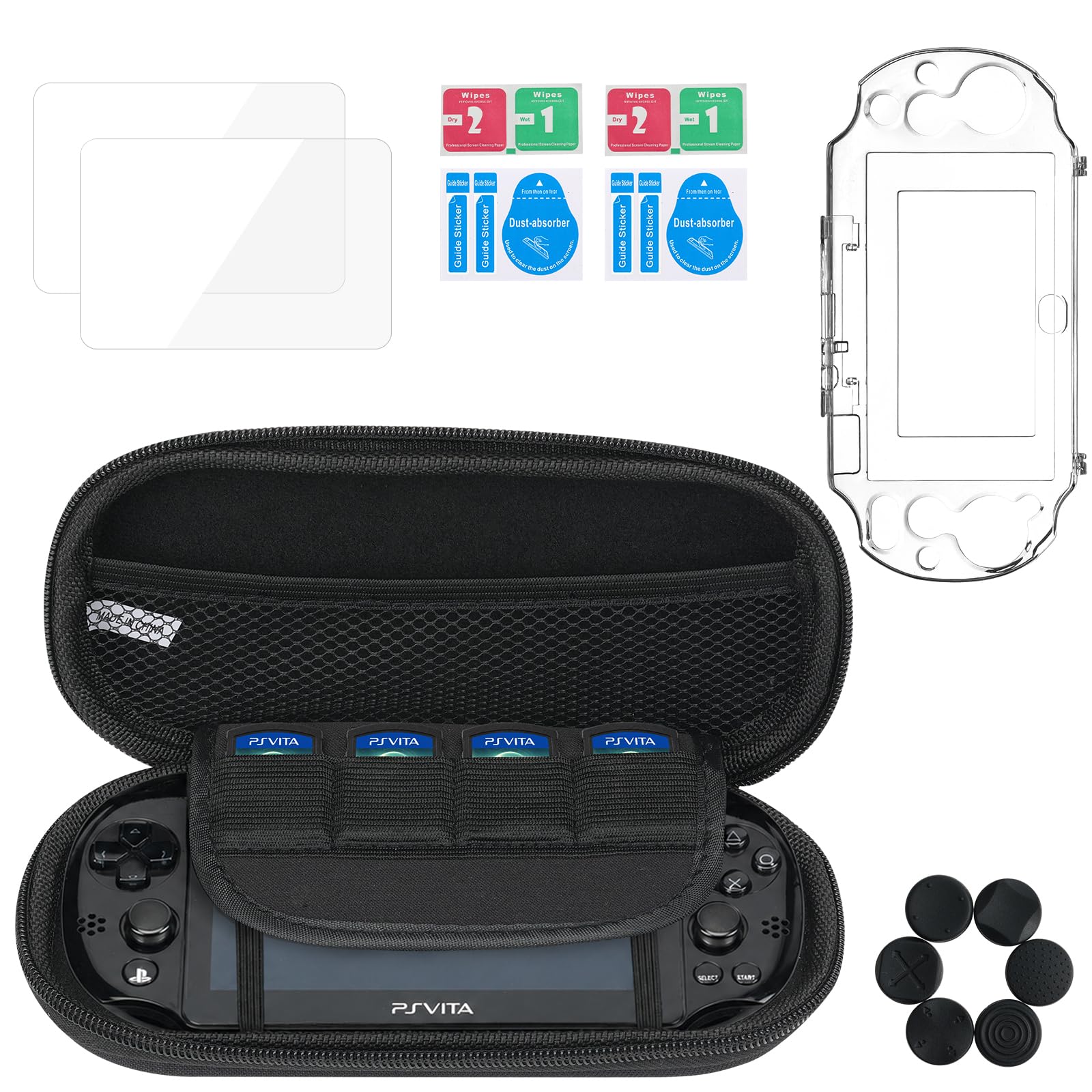 Jekarsy PS Vita Case for PS Vita 2000 , 10-in-1 Protective Accessories Set, Hard