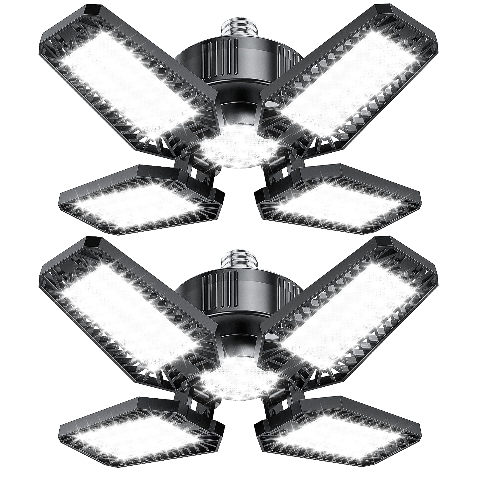 TOPAUBUB Garage Lights 2 Pack 120W, 12000LM LED Garage Lights with 4+1 Deformabl