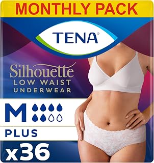 TENA Silhouette Plus, White, Medium, 36 Pairs (12 x 3 Packs)