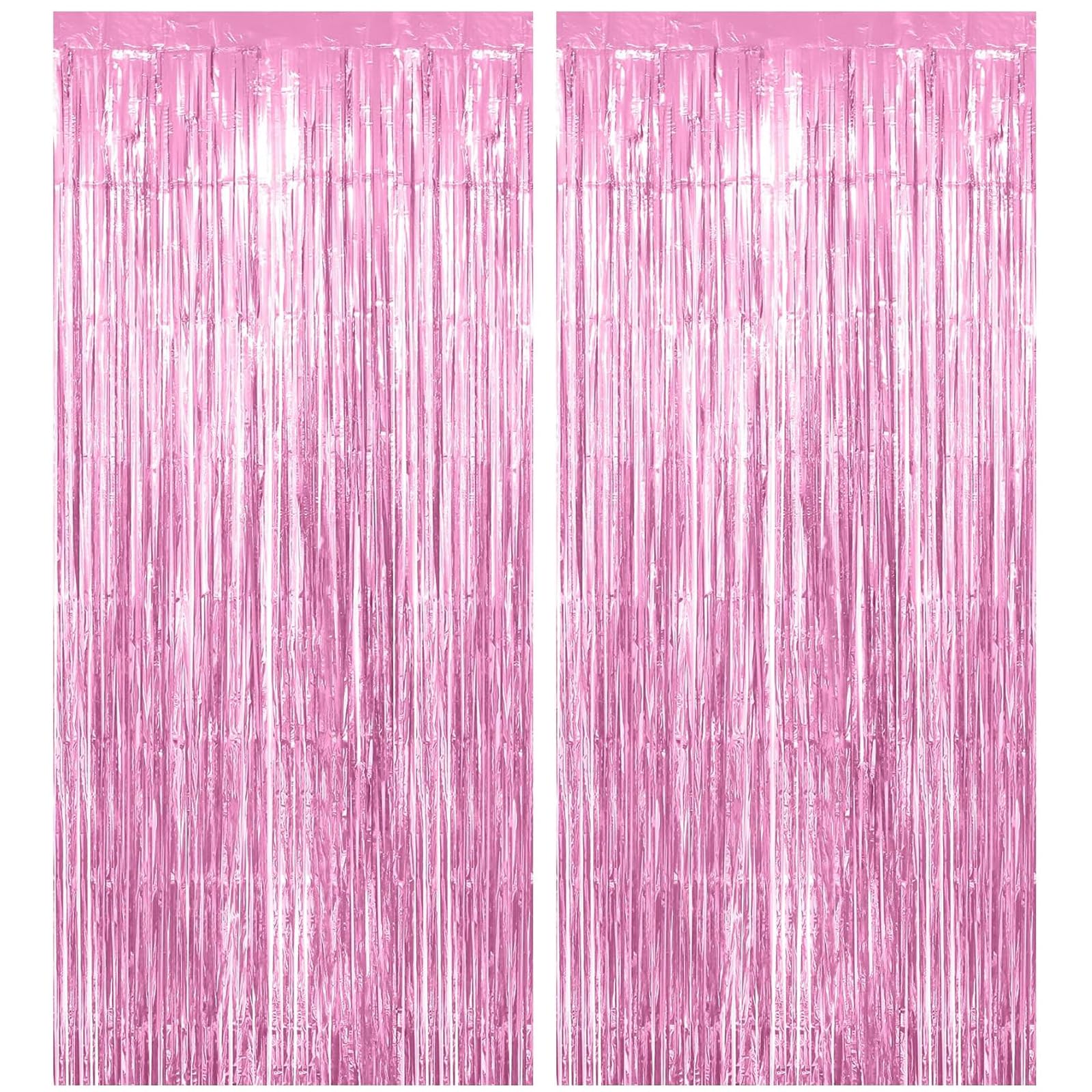2pcs Tinsel Curtain Pink Glitter, 3ft X 6.4ft Aluminum Foil Flow Curtain Backgro