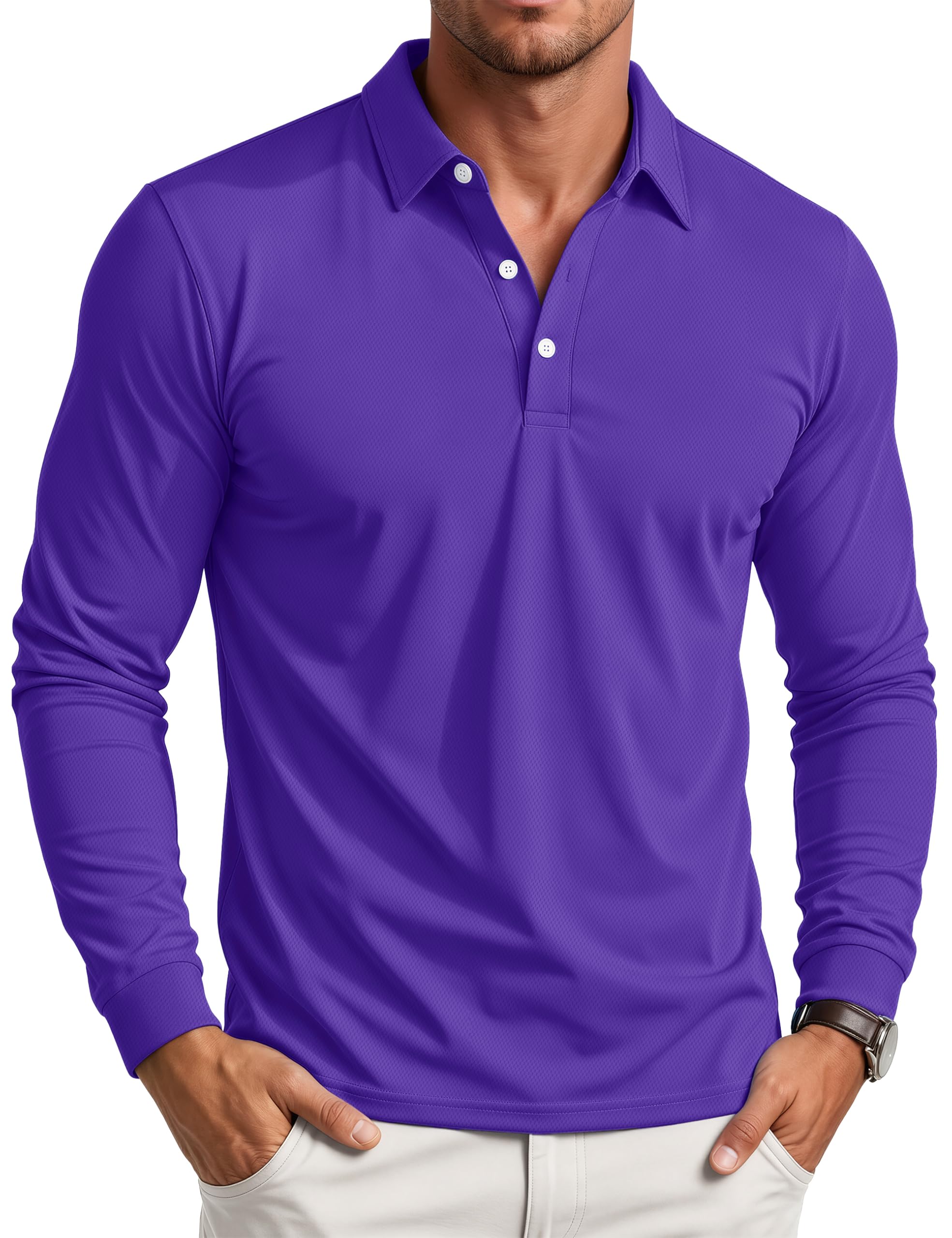 MAGCOMSEN Men's Polo Shirt Long Sleeve Quick Dry Golf Collared Shirts