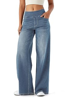 LaiEr Women's Wide Leg Jeans, High Waist, Straight Legs, Loose Fit, Very Elastic Casual Jeans, Suitable for Yoga, Fitness and Leisure Sports