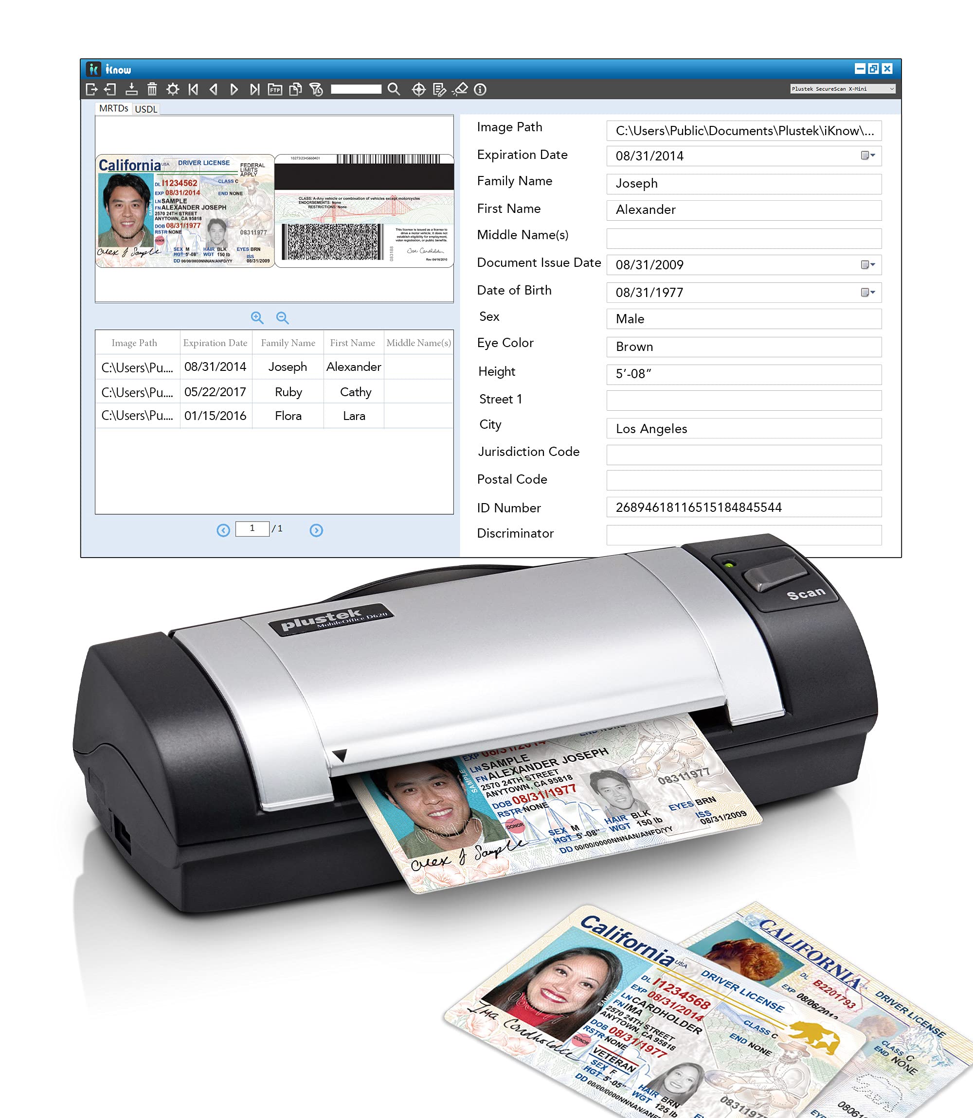 Plustek Duplex Driver License & ID Card Scanner - Bundle Software can Automatica