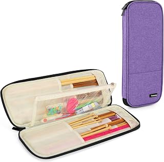 Teamoy Knitting Needles Case, Travel Organizer Storage Bag, Purple | Knitting Needles Holder for Knitting Needles(Up to 14"), Tunisian Crochet Hooks and Accessories, Bag Only