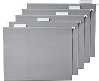 Amazon Basics Sturdy Hanging File Folders, Letter Size, Gray, 25-Pack