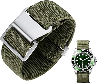 BINLUN Elastic Nylon Strap Watch Navy National Hook Closure Strap for Watch High Quality with Black Silver Buckle for Men Women 18/20/22 mm