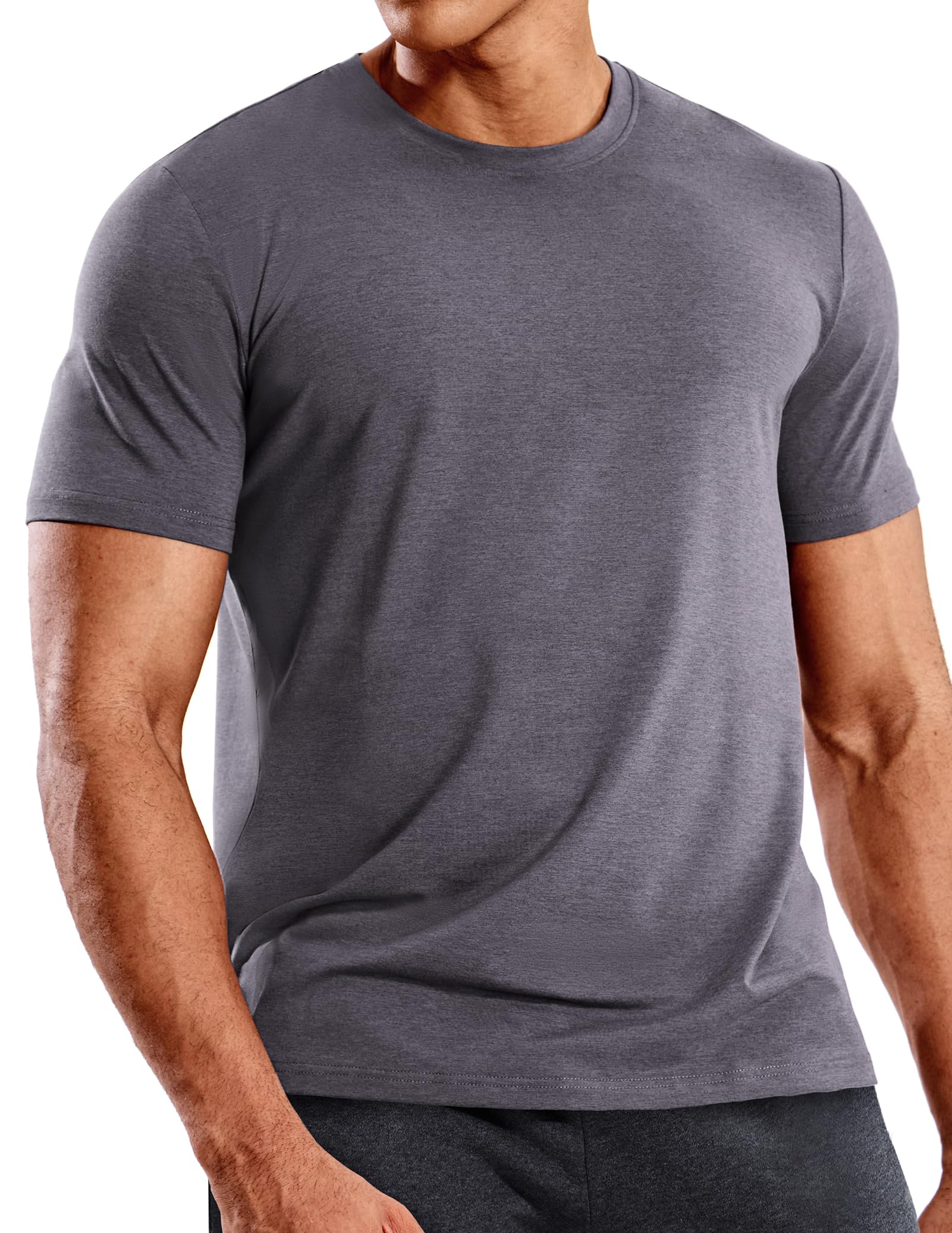 MIER Men's Short Sleeve Dry Fit Soft T-Shirt Athletic Breathable Active Casual R