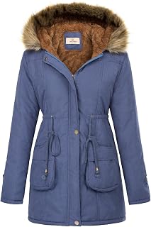 GRACE KARIN Womens Winter Fleece Coats Parkas Anoraks Military Jacket Hooded Coats
