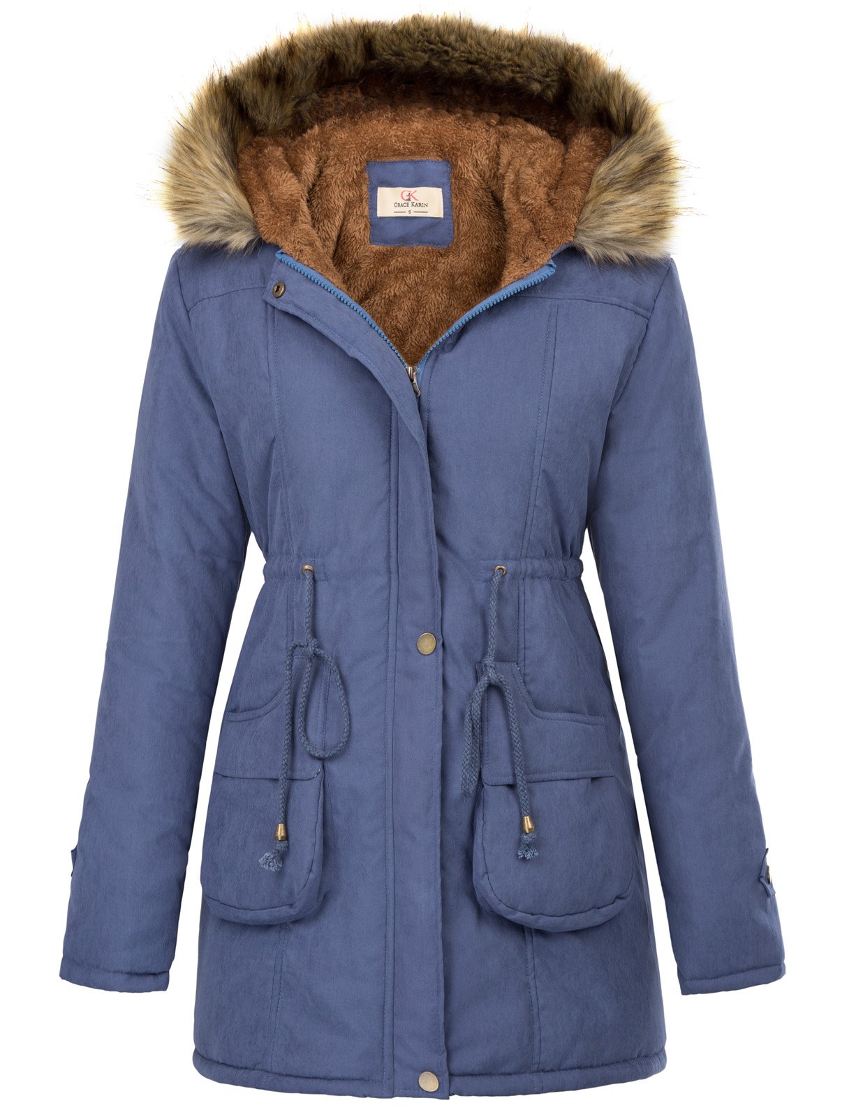 GRACE KARIN Womens Winter Fleece Coats Parkas Anoraks Military Jacket Hooded Coa