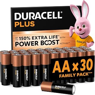 DURACELL AA Plus Alkaline Batteries (Pack of 30) 1.5 V, LR06 | Lasts up to 150% longer - POWER BOOST actives - Gamepads, Cameras - 100% Recyclable