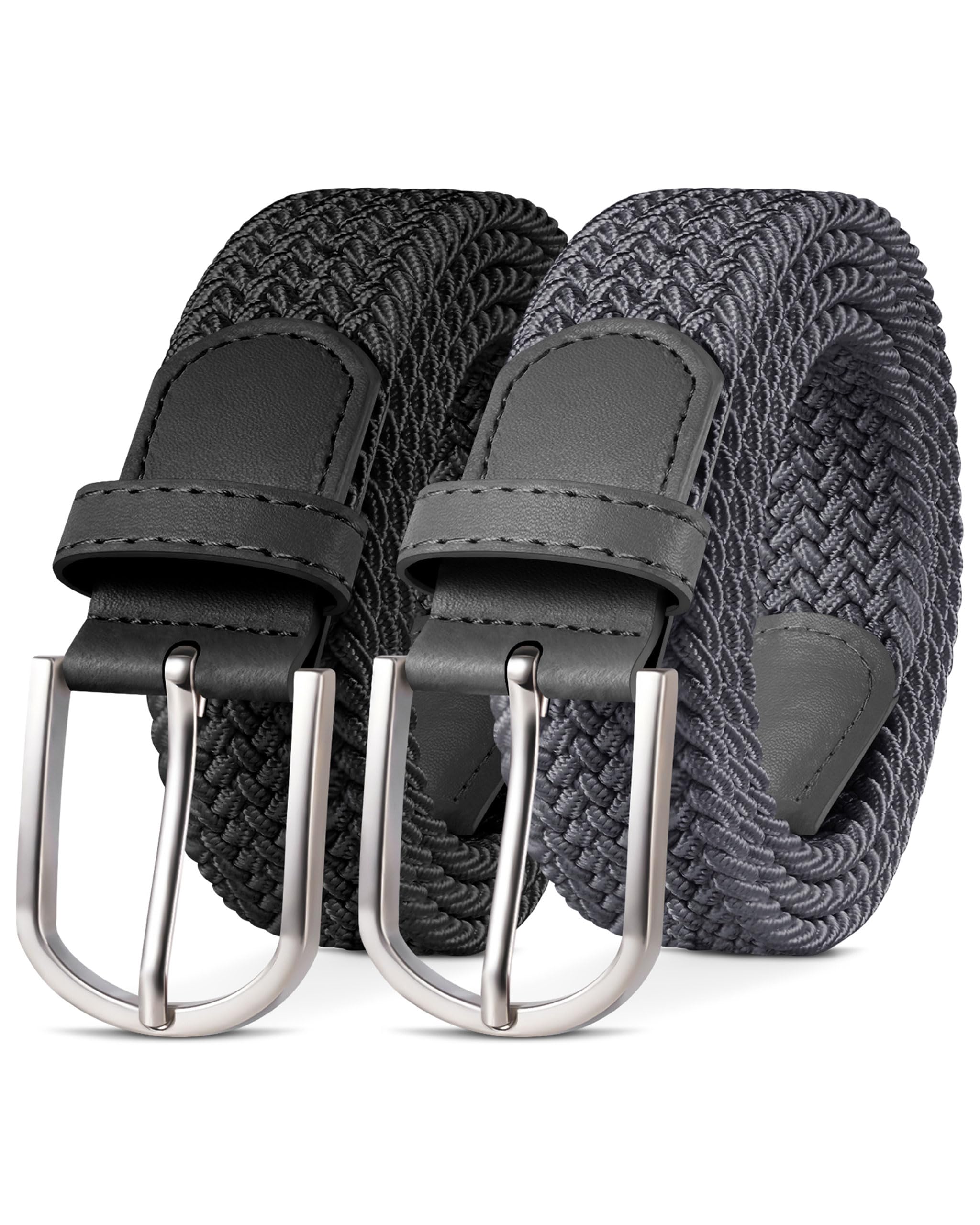 YOUCHAN 2 Pieces Unisex Elastic Belt Women's Braided Belt Men's Fabric 3.2 cm, A