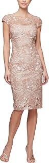 Alex Evenings Long Cold Shoulder Dress (Petite And Regular Sizes) Dress for Mother of the Bride Woman