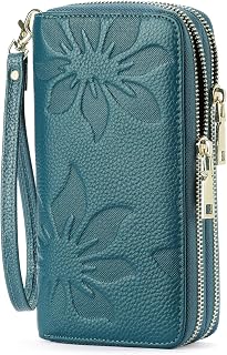GOIACII Women's Wallet RFID Blocking Leather Wristlet