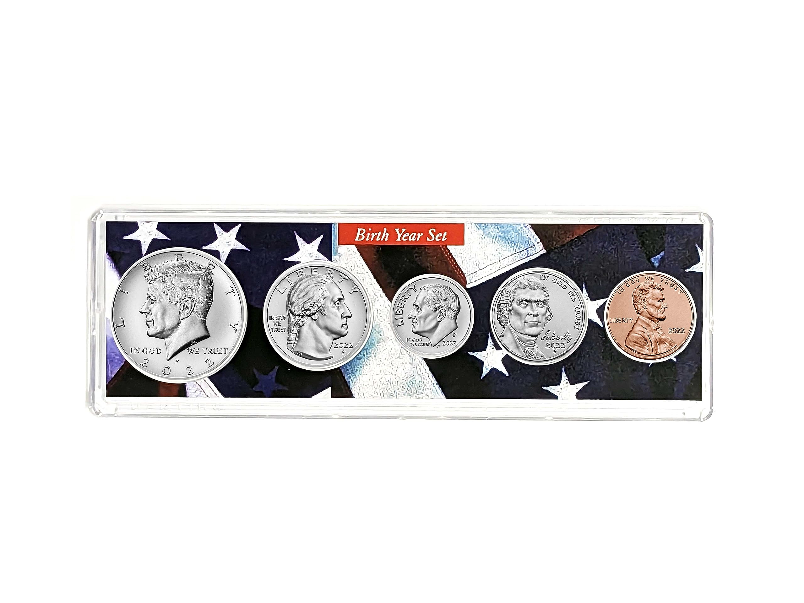2022-5 Coin Birth Year Set in American Flag Holder Collection Seller Uncirculate