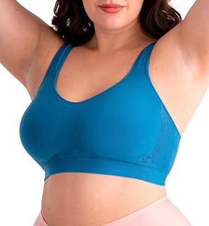 [SHAPERMINT] SHAPERMINT デイリーコンフォートワイヤレスシェイパーブラ-エクストラワイドストラップ付き女性用ハイサポートコンプレッションブラ-フックとアイクロージャー-ノンワイヤーレディースブラ-S~プラスサイズ、L、アトランティックブルー Seamless
