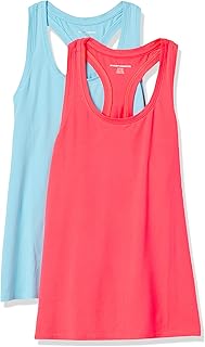 Amazon Essentials Women's Active Quick-Dry Tech-Stretch Sport Racerback Scoop-Neck Gym Vest Top, Multipack