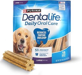 Dentalife Purina Daily Dental Chews for Large Dogs, 18 ct Pouch | Chewy, ridged texture in a tasty chicken flavor, helps reduce tartar buildup and help freshen breath