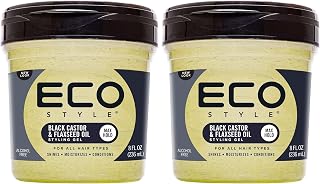 Eco Style Black Castor and Flaxseed Oil Styling Gel - Helps Nourish and Repair Damaged Hair - Promotes Healthy Scalp - Provides Superior and Weightless Hold - Delivers Long Lasting Shine - 8 oz