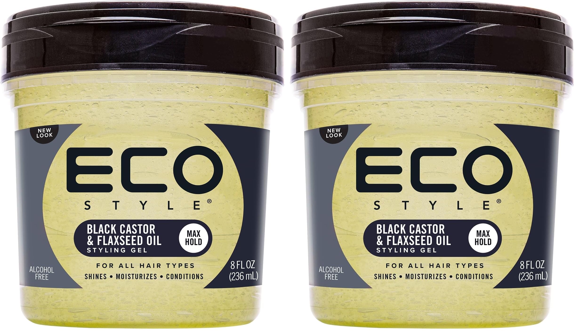 Eco Style Black Castor and Flaxseed Oil Styling Gel - Helps Nourish and Repair D