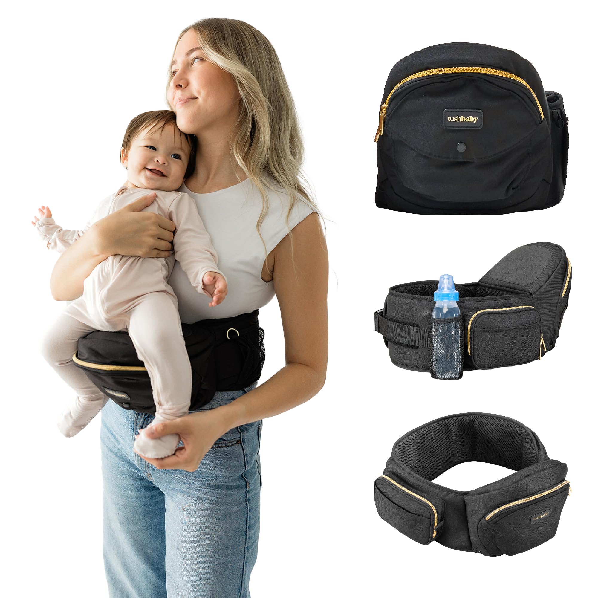 Tushbaby Original Hip Seat Baby Carrier for Babies & Toddlers up to 45 lbs, Safe