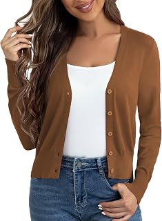 Ahlaray Women's Cropped Cardigan Sweater Lightweight