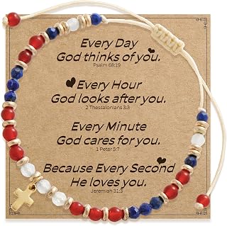 Christian Gifts for Women, Cross Bracelet, Natural Stone Beaded Jewelry