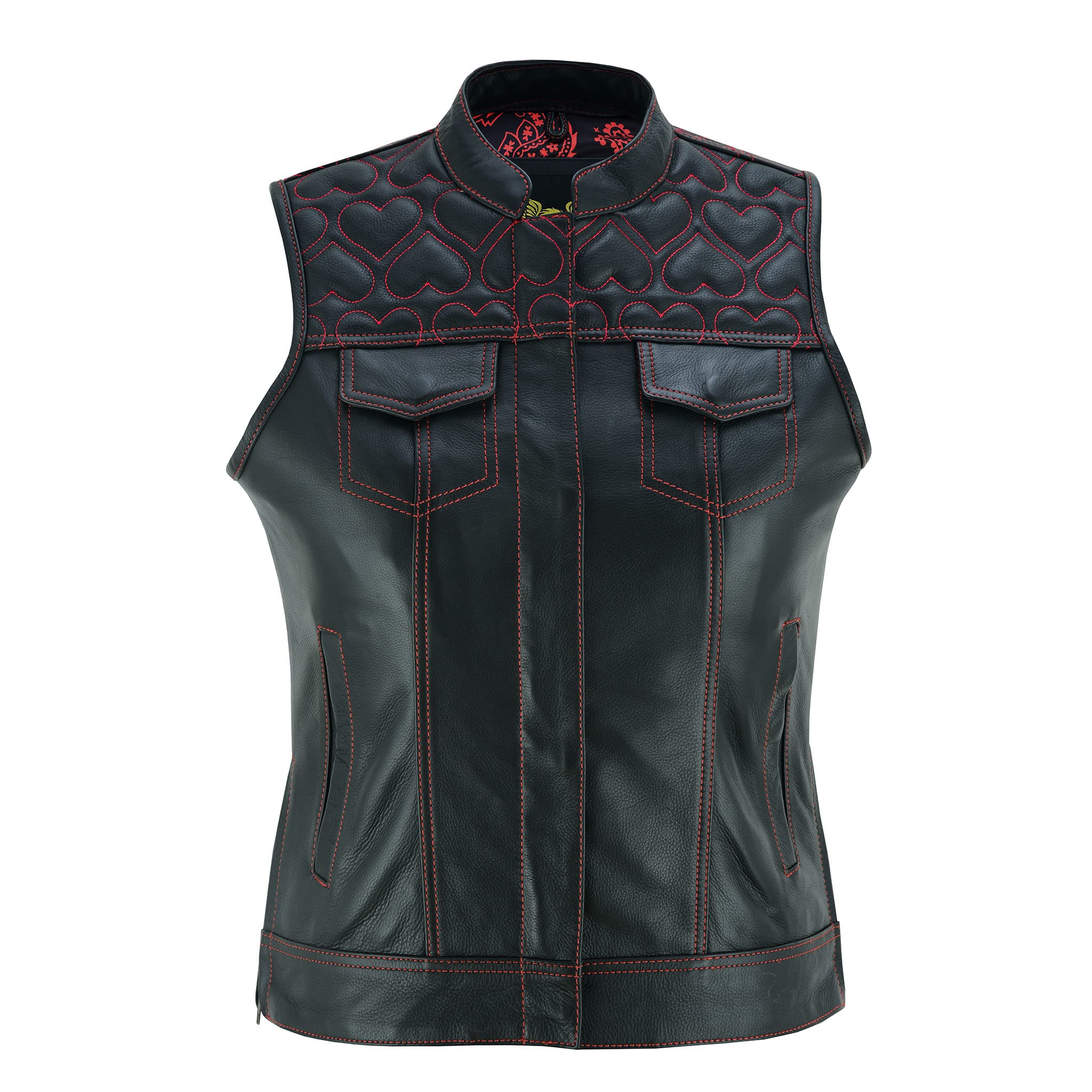Leatherick Women's Cowhide Leather Vests – with Side Zippers & Paisley Lining Re