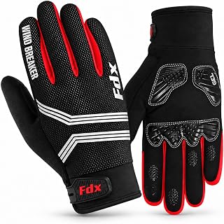 FDX Full Finger Winter Cycling Gloves for Men Women, Windproof Padded Mitts