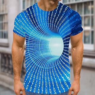 Mens 3D Print Bold Short Sleeve T Shirt for Casual Streetwear