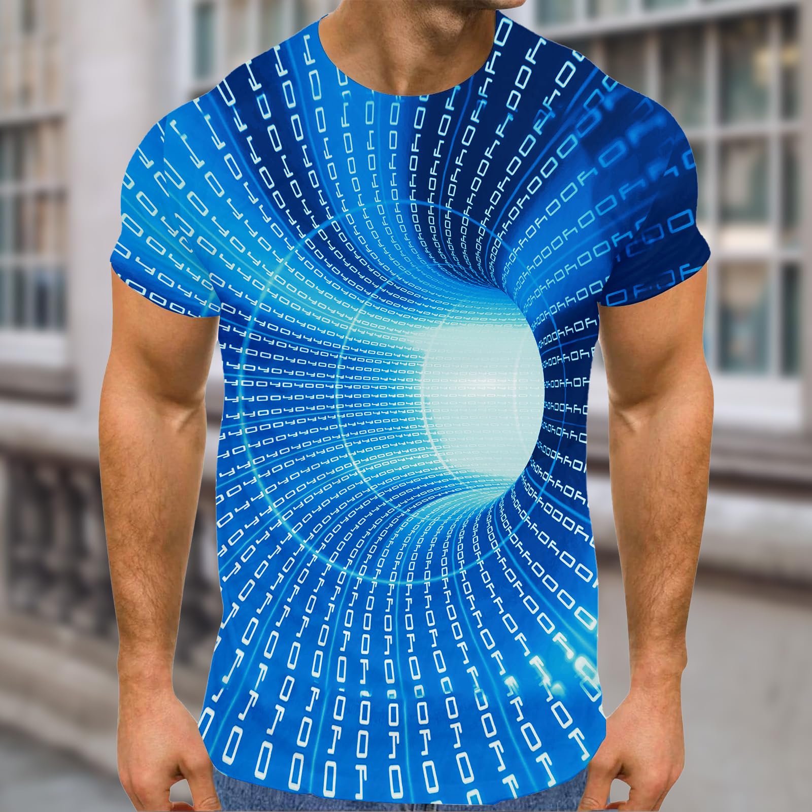 Mens 3D Print Bold Short Sleeve T Shirt for Casual Streetwear